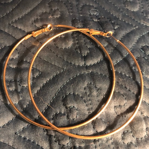 Large Gold Hoop Earrings - 70A $8 or 🦋 - Picture 1 of 2
